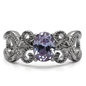 CJ7769OS Wholesale Stainless Steel Light Amethyst Cubic Zirconia Intertwined Band Ring