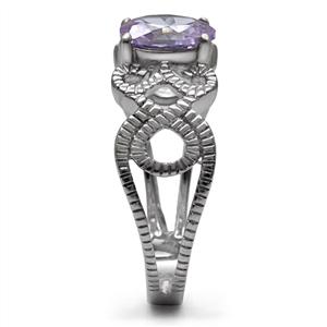 CJ7769OS Wholesale Stainless Steel Light Amethyst Cubic Zirconia Intertwined Band Ring