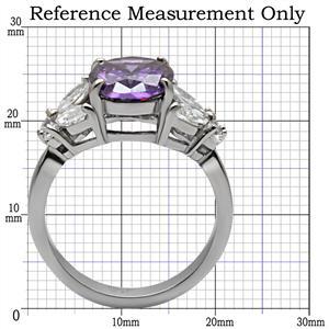 CJ7776OS Wholesale Stainless Steel Oval Cut Amethyst CZ Ring