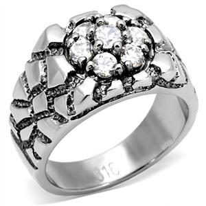 CJ7814OS Wholesale Men&#39;s Stainless Steel Cluster Nugget Ring