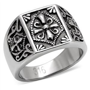 CJ7820OS Wholesale Stainless Steel Textured Coat of Arms Ring (Unisex Sizes)