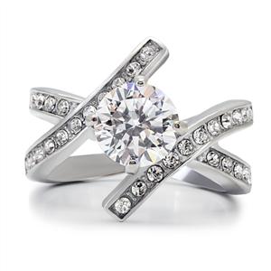 CJ7862OS Wholesale Stainless Steel CZ Overlay Ring