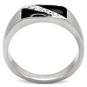 CJ7868OS Wholesale Stainless Steel Austrian Crystal Slash Enamel Men&#39;s Ring