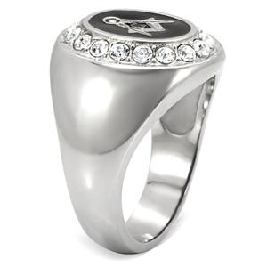 CJ7875OS Wholesale Stainless Steel Oval Masonic Men&#39;s Ring
