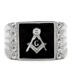 CJ7878OS Wholesale - Stainless Steel Men&#39;s Masonic Grooved Edge Ring
