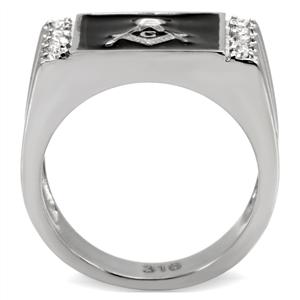 CJ7878OS Wholesale - Stainless Steel Men&#39;s Masonic Grooved Edge Ring