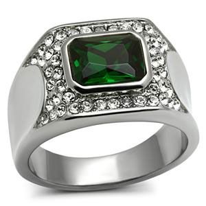 CJG1004 Wholesale High Polished Stainless Steel Synthetic Emerald Men&#39;s Fashion Ring