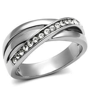 CJG1037 Wholesale Overlapping Top Grade Crystal High Polished Stainless Steel Women&#39;s Fashion Ring