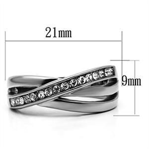 CJG1037 Wholesale Overlapping Top Grade Crystal High Polished Stainless Steel Women&#39;s Fashion Ring