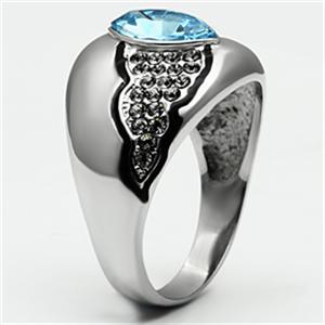 CJG1060 Wholesale Aquamarine Marquise Cut Top Grade Crystal High Polished Stainless Steel Ring