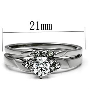 CJG1091 Wholesale Clear AAA Grade CZ High Polished Stainless Steel Wedding Set Ring