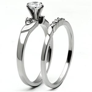 CJG1091 Wholesale Clear AAA Grade CZ High Polished Stainless Steel Wedding Set Ring