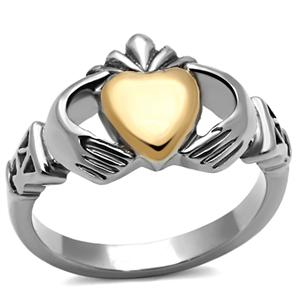 CJG1475 Wholesale Two Tone Rose Gold and Stainless Steel Claddagh Ring