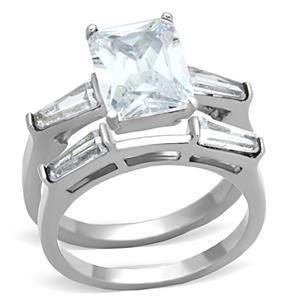 CJG1243 Wholesale Emerald Cut Clear CZ Wedding Set Engagement Ring