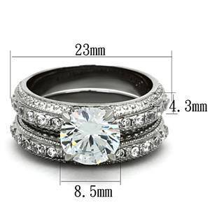 CJG1244 Wholesale Brilliant Round CZ Stainless Steel Stacked Engagement Ring