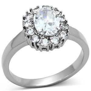 CJG1274 Wholesale Oval CZ Stainless Steel Halo Ring