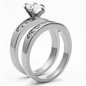 CJG1386 Wholesale Marquise Cut Stacked Stainless Steel CZ Ring