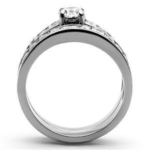 CJG1388 Wholesale Stacked Dual Band Stainless Steel CZ Ring