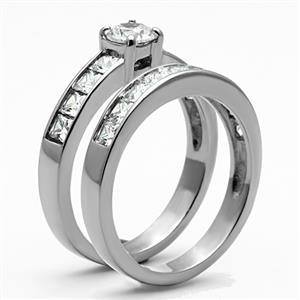 CJG1388 Wholesale Stacked Dual Band Stainless Steel CZ Ring