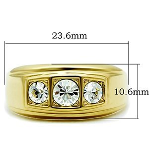 CJG1408 Wholesale Gold Plated Stainless Steel Men&#39;s CZ Wedding Band