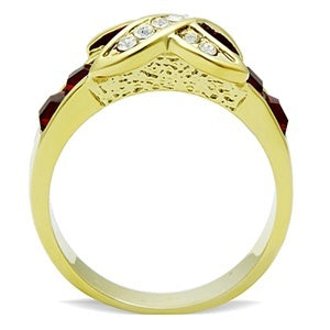CJG1444 Wholesale Crossing Gold Plated Stainless Steel Crystal Ring