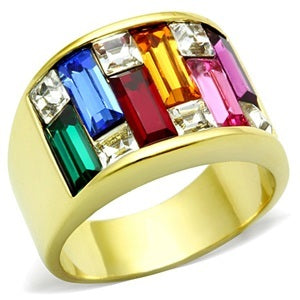CJG1450 Wholesale Rainbow Gold Plated Stainless Steel Ring