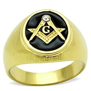 CJG1454 Wholesale Gold Plated Stainless Steel Masonic Ring