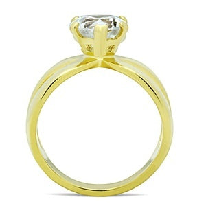 CJG1469 Wholesale Heart Cut Gold Plated Stainless Steel Solitaire CZ Engagement Ring