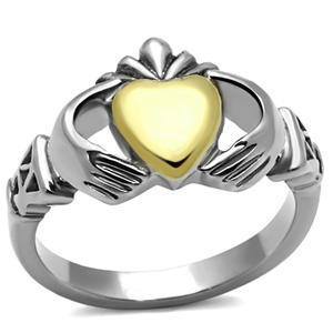 CJG1476 Wholesale Two Tone Gold and Stainless Steel Claddagh Ring