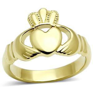 CJG1477 Wholesale IP Gold Stainless Steel Claddagh Ring