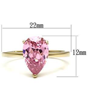 CJG1499 Wholesale CZ Gold Stainless Steel Rose Marquise Engagement Ring