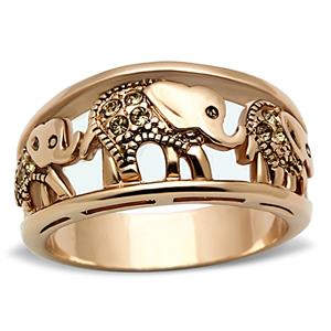 CJG2383 Stainless Steel Top Grade Crystal IP Rose Gold Elephant Ring