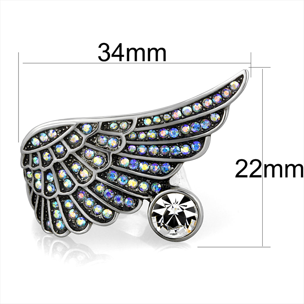 CJG2709 Angelic Wing Crystal Cocktail Ring
