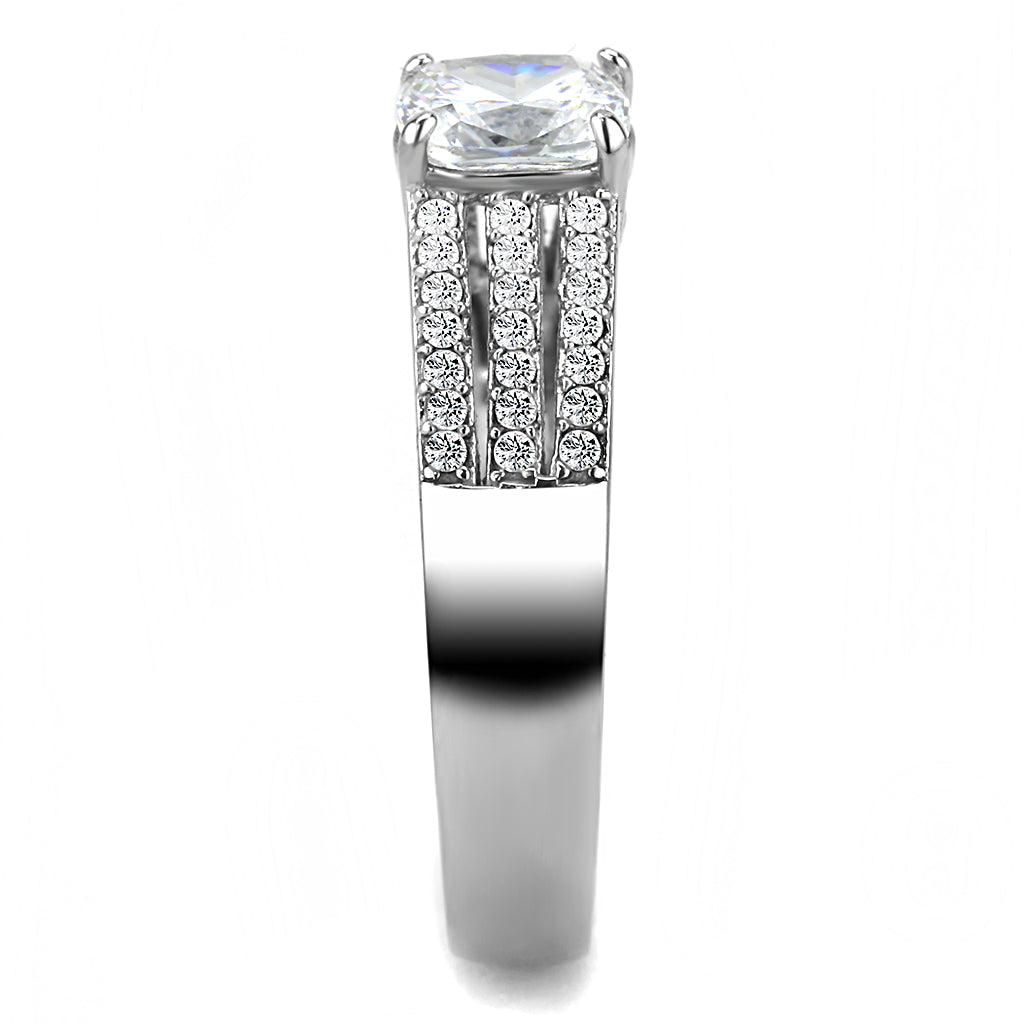 CJ020 Wholesale Women&#39;s Stainless Steel Cubic Zirconia Square Cut Engagement Ring