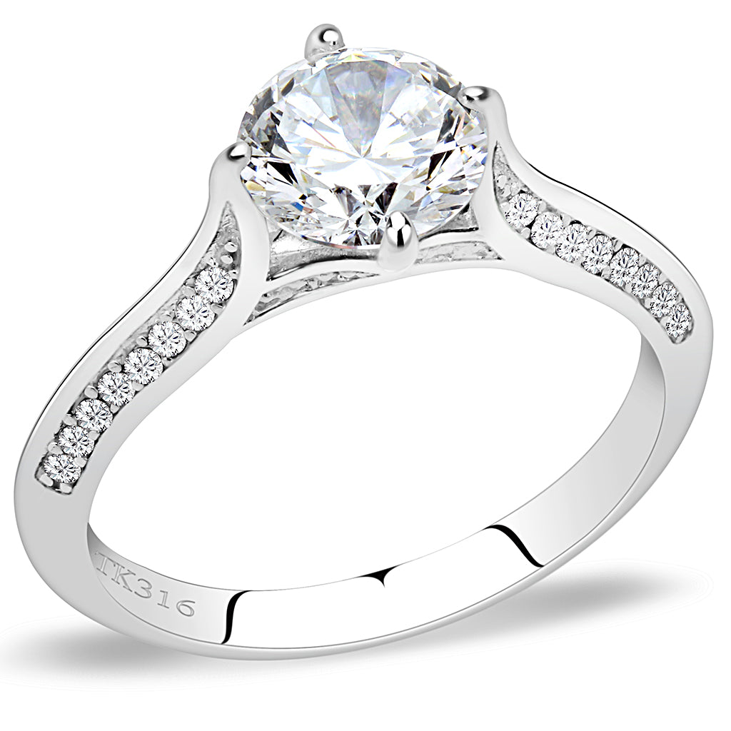 Wholesale Stainless Steel AAA Grade CZ Prong-Set Engagement Ring
