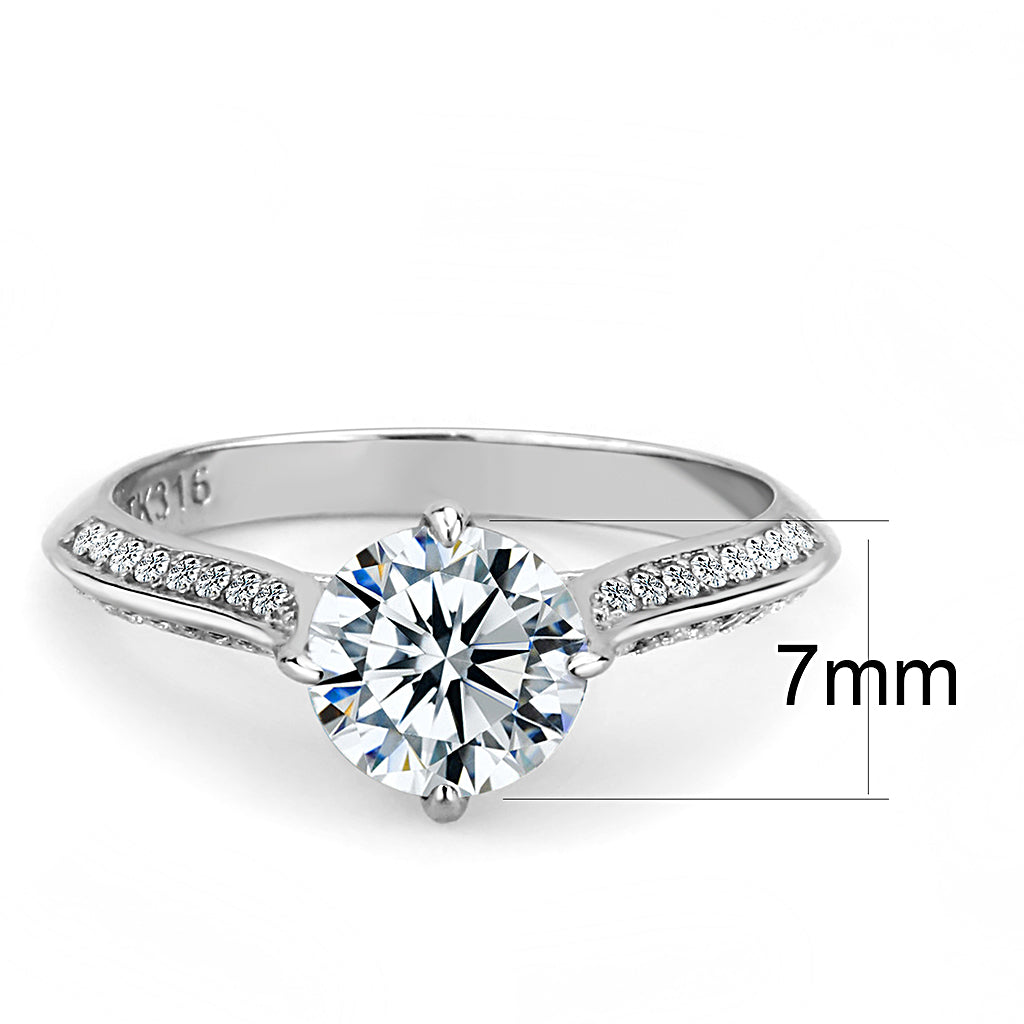 Wholesale Stainless Steel AAA Grade CZ Prong-Set Engagement Ring
