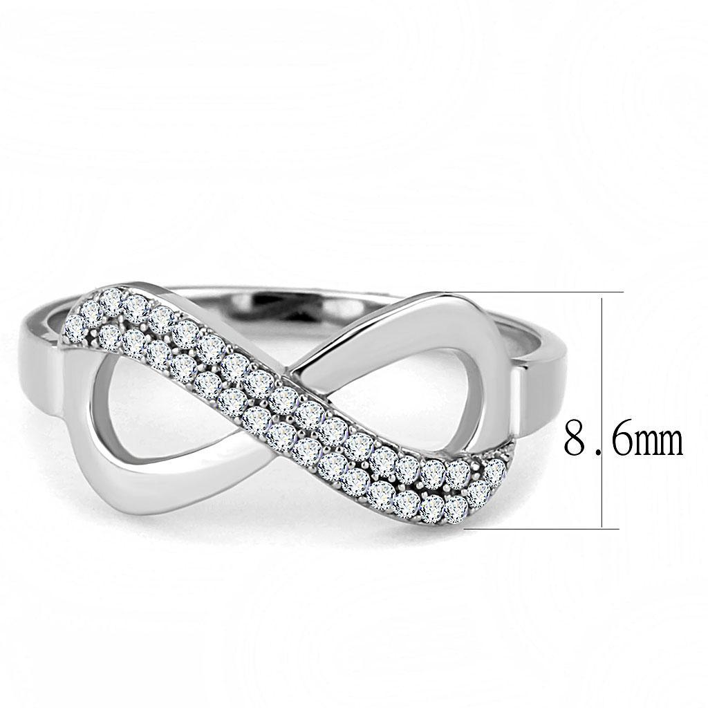 CJ054 Wholesale Women&#39;s Stainless Steel Clear AAA Grade CZ Minimal Infinity Ring