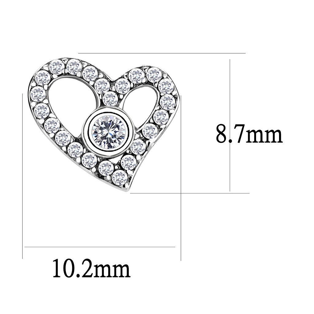 CJ075 Wholesale Women&#39;s Stainless Steel High polished AAA Grade CZ Clear Heart Earrings