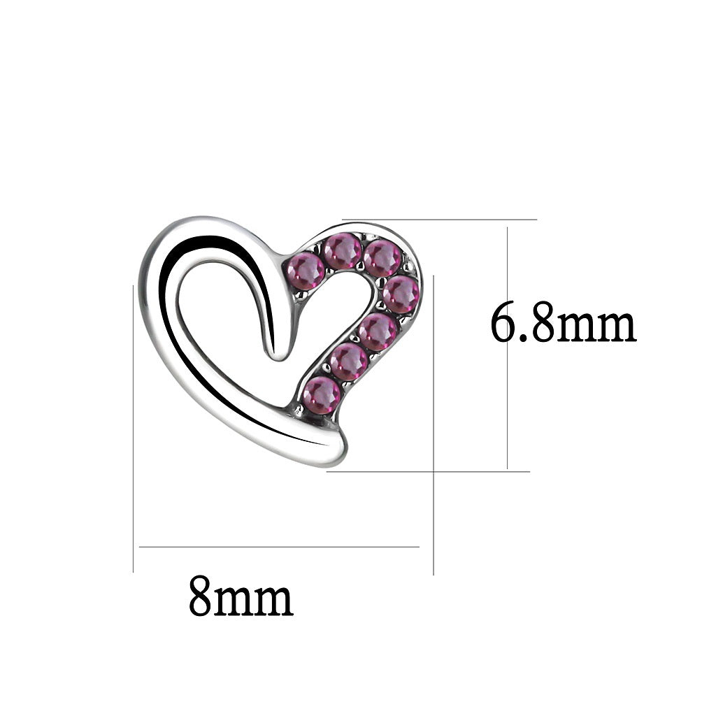 CJ082 Wholesale Women&#39;s Stainless Steel High polished AAA Grade CZ Ruby Heart Earrings