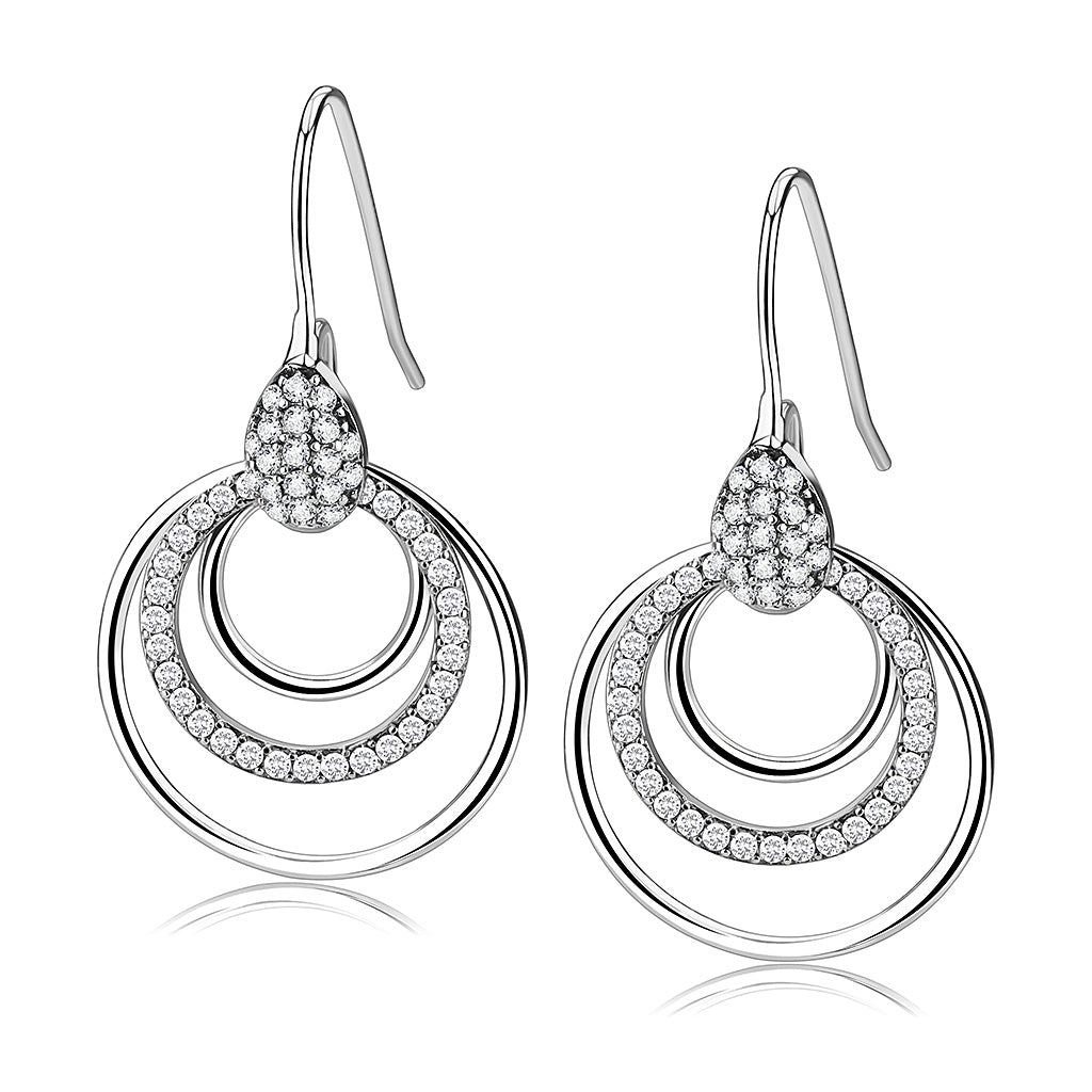 CJ099 Wholesale Women&#39;s Stainless Steel AAA Grade CZ Clear Hoop Earrings
