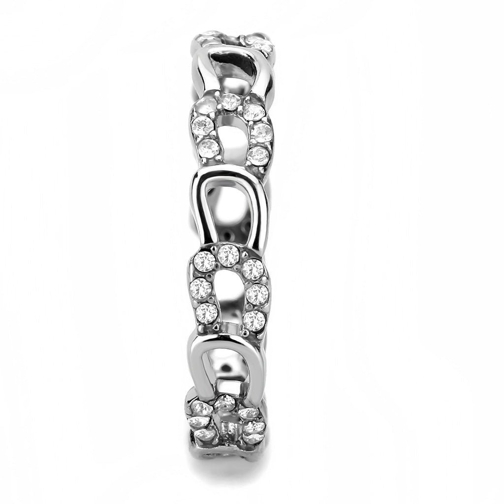 CJ111 Wholesale Women&#39;s Stainless Steel AAA Grade Clear Cubic Zirconia Eternal Horseshoe Minimal Ring