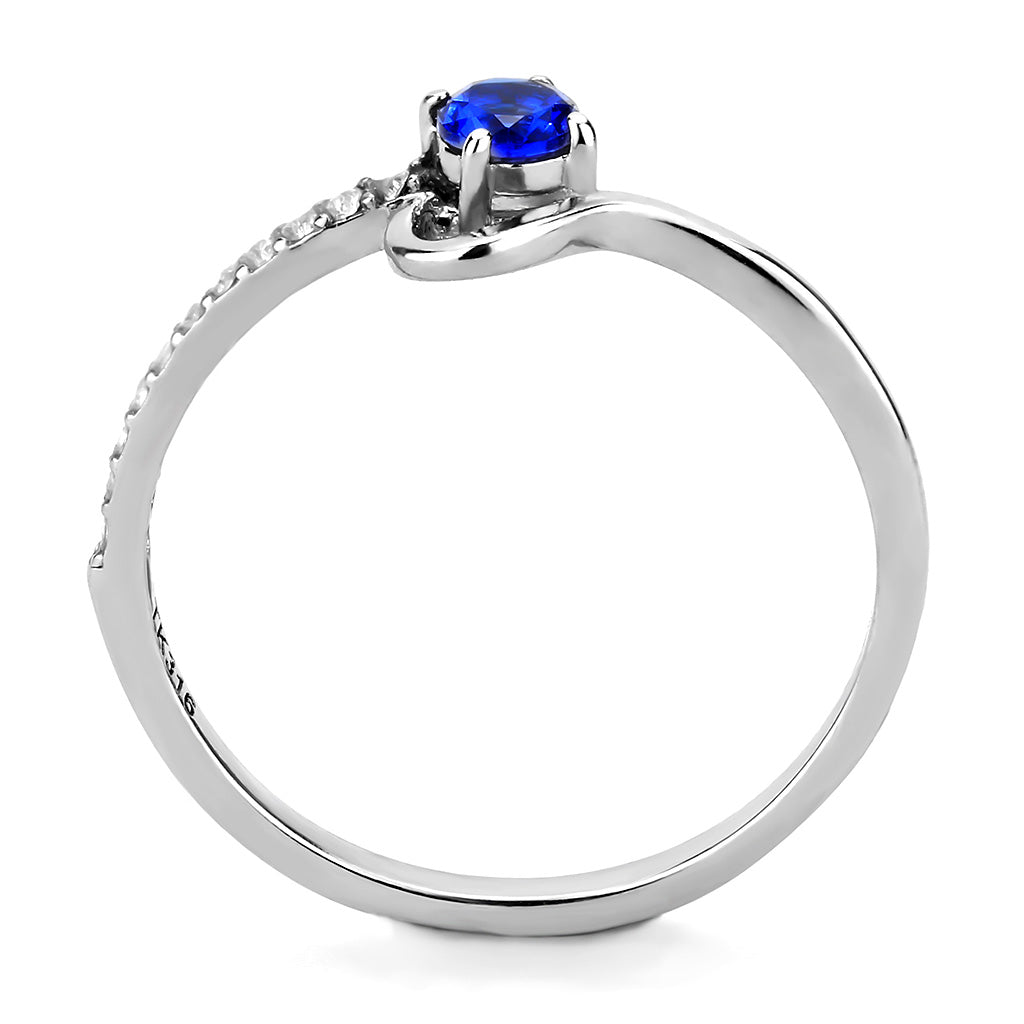 CJ114 Wholesale Women&#39;s Stainless Steel AAA Grade Cubic Zirconia London Blue Solitaire Minimal Ring