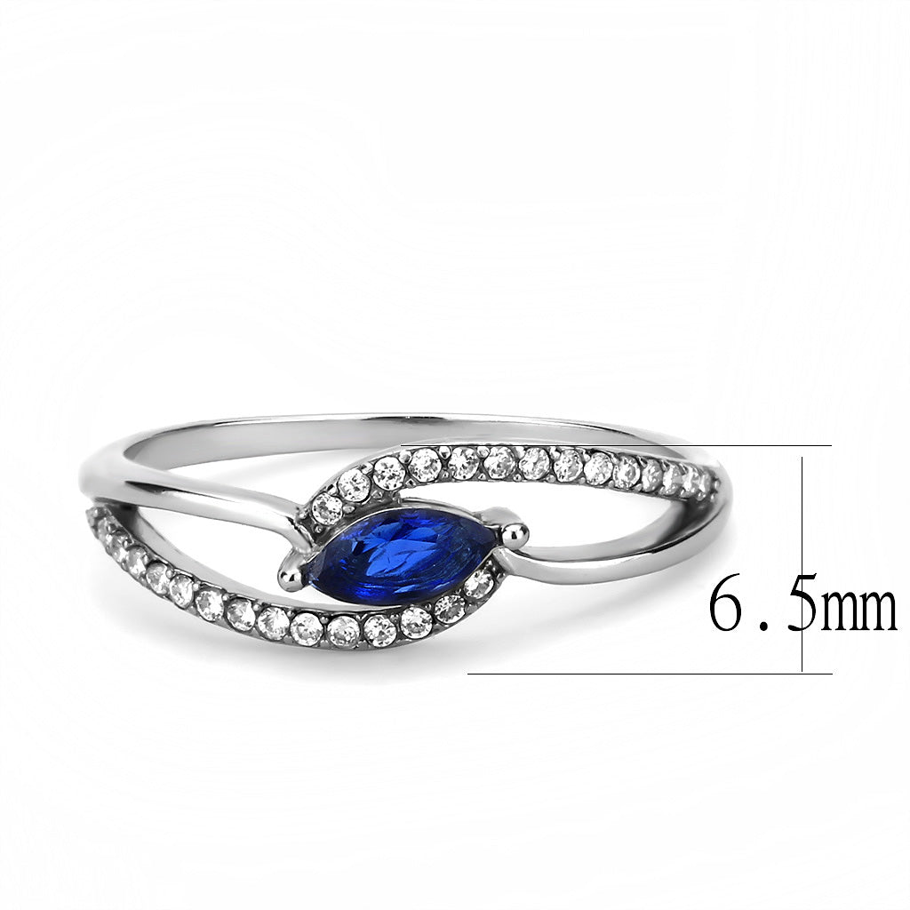CJ122 Wholesale Women&#39;s Stainless Steel AAA Grade Cubic Zirconia London Blue Marquise Minimal Ring