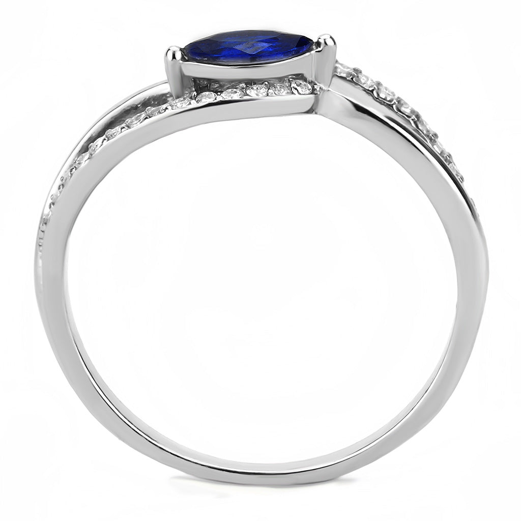 CJ122 Wholesale Women&#39;s Stainless Steel AAA Grade Cubic Zirconia London Blue Marquise Minimal Ring