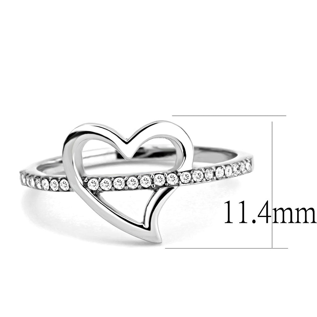 CJ164 Wholesale Women&#39;s Stainless Steel High polished AAA Grade CZ Clear Minimal Heart Ring