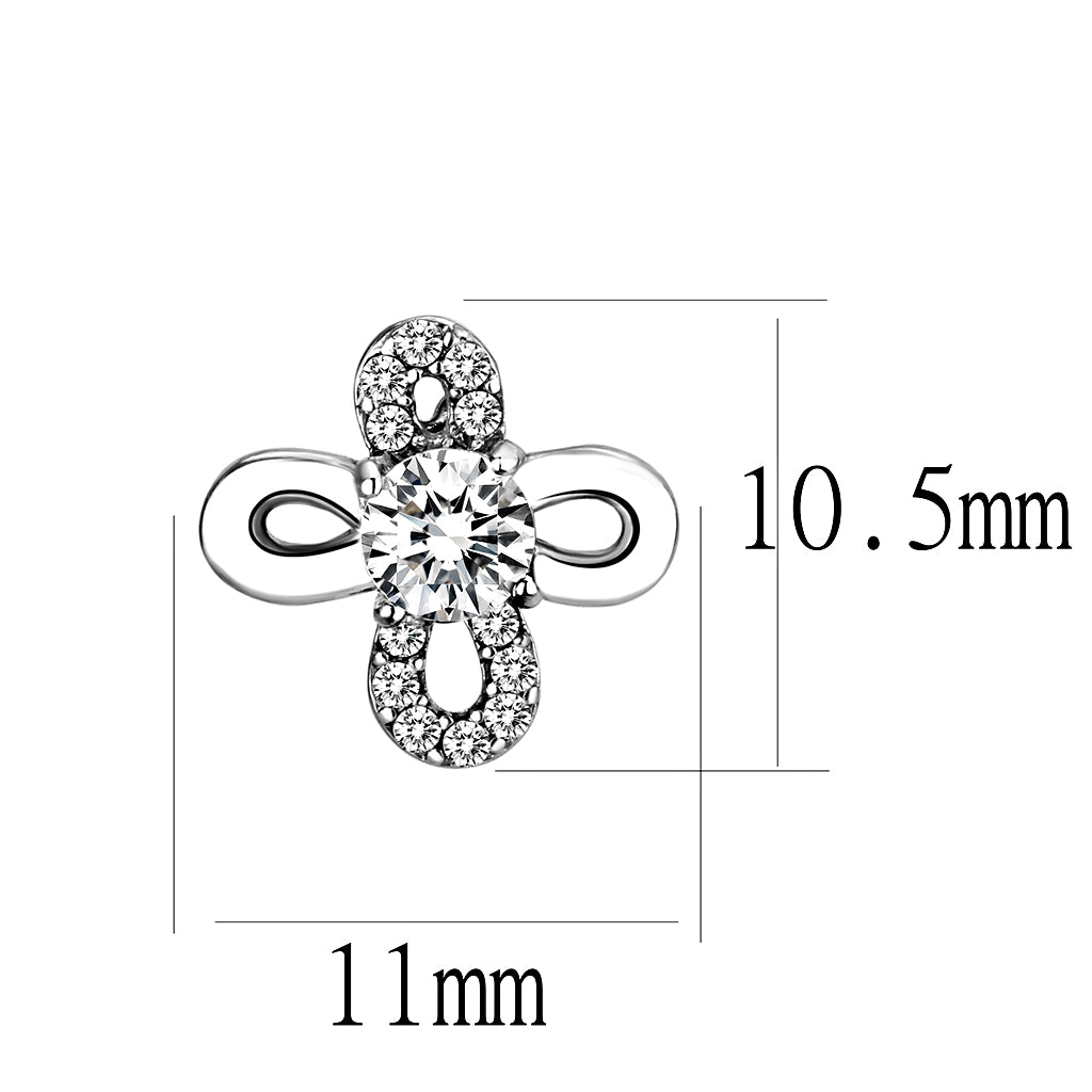 CJ206 Wholesale Women&#39;s Stainless Steel AAA Grade CZ Clear Flower Earrings