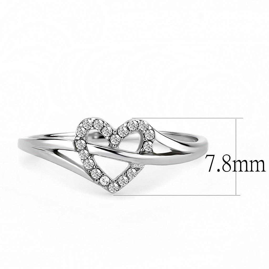 CJ259 Wholesale Women&#39;s Stainless Steel High polished AAA Grade CZ Clear Minimal Heart Ring