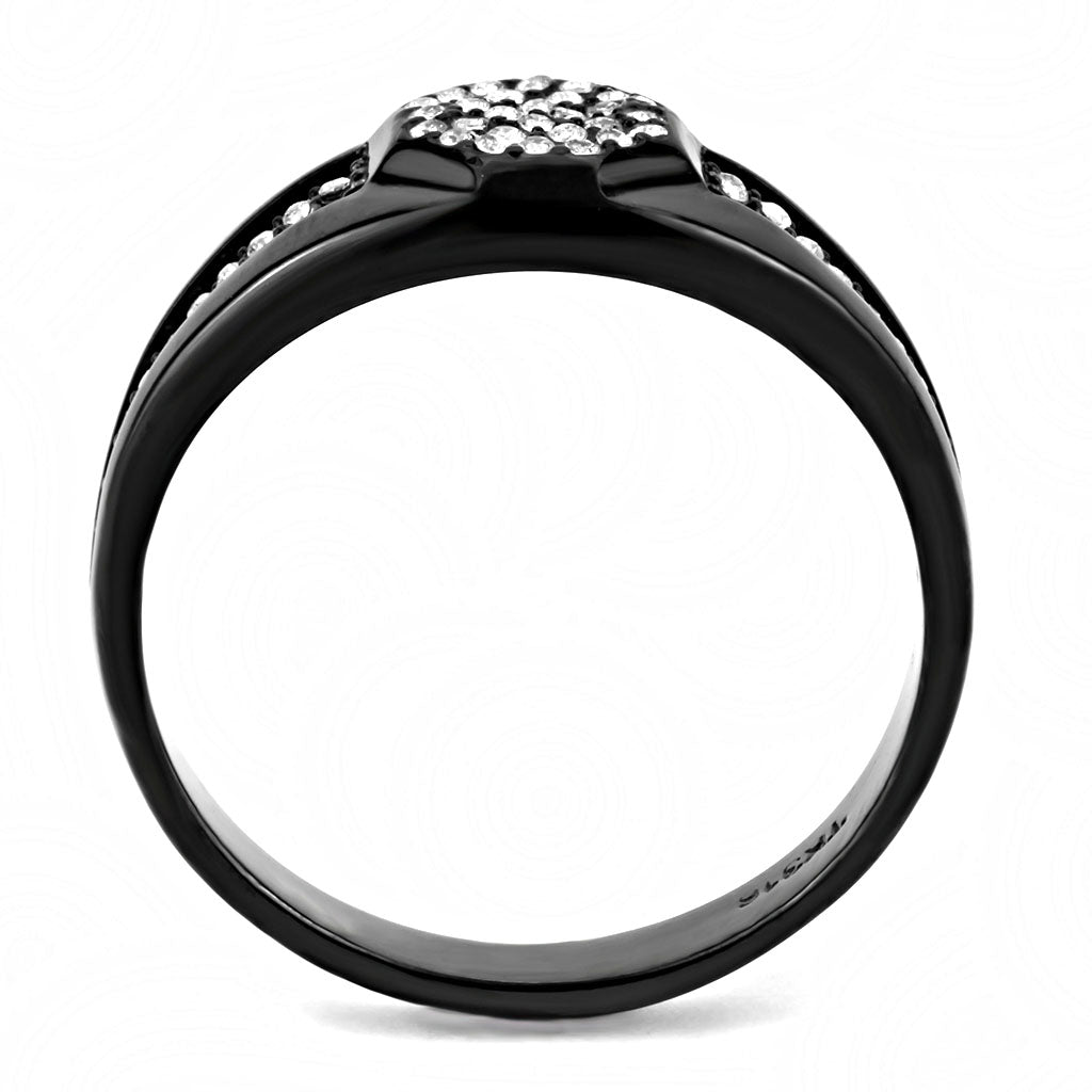 CJ282 Wholesale Men&#39;s Stainless Steel AAA Grade CZ Clear IP Black Octagon Ring