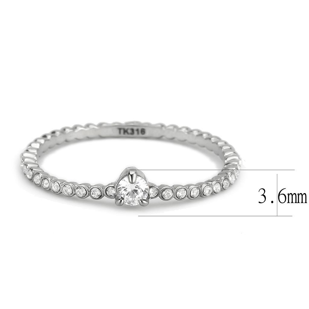 CJ343 Wholesale Women&#39;s Stainless Steel AAA Grade Cubic Zirconia Clear Solitaire Minimal Bubble Ring