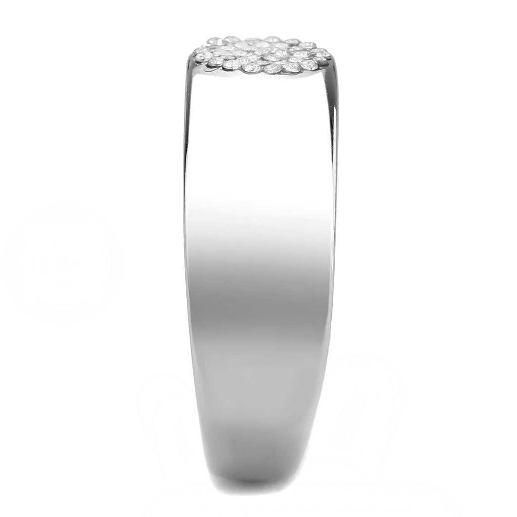 CJ367 Wholesale Men&#39;s Stainless Steel AAA Grade CZ Clear Round Cluster Ring